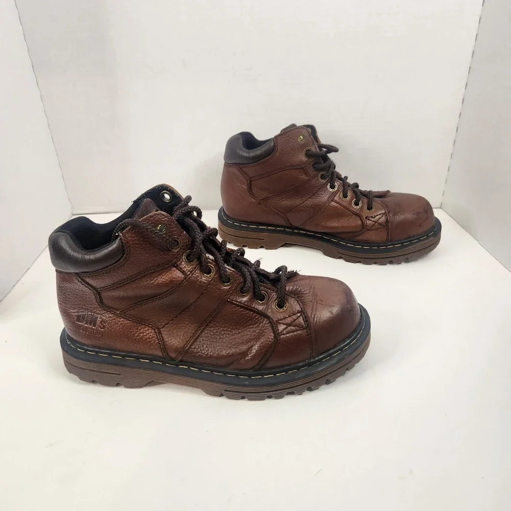 Dr Martens Mens Leather Ankle Boots Sz 8 Leather Steel Toe Work Hiking‎ Brown